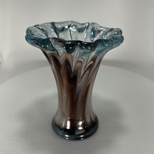 Vintage Murano Glass - Hand Blown Swirl Scalloped Vase